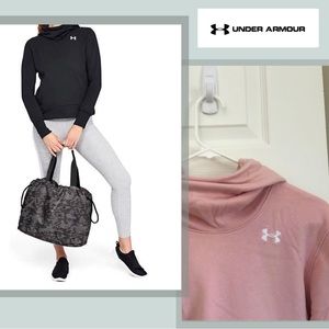 Under Armour Cotton Rival Fleece Funnel Neck Logo Hoodie Light Pink Women's M